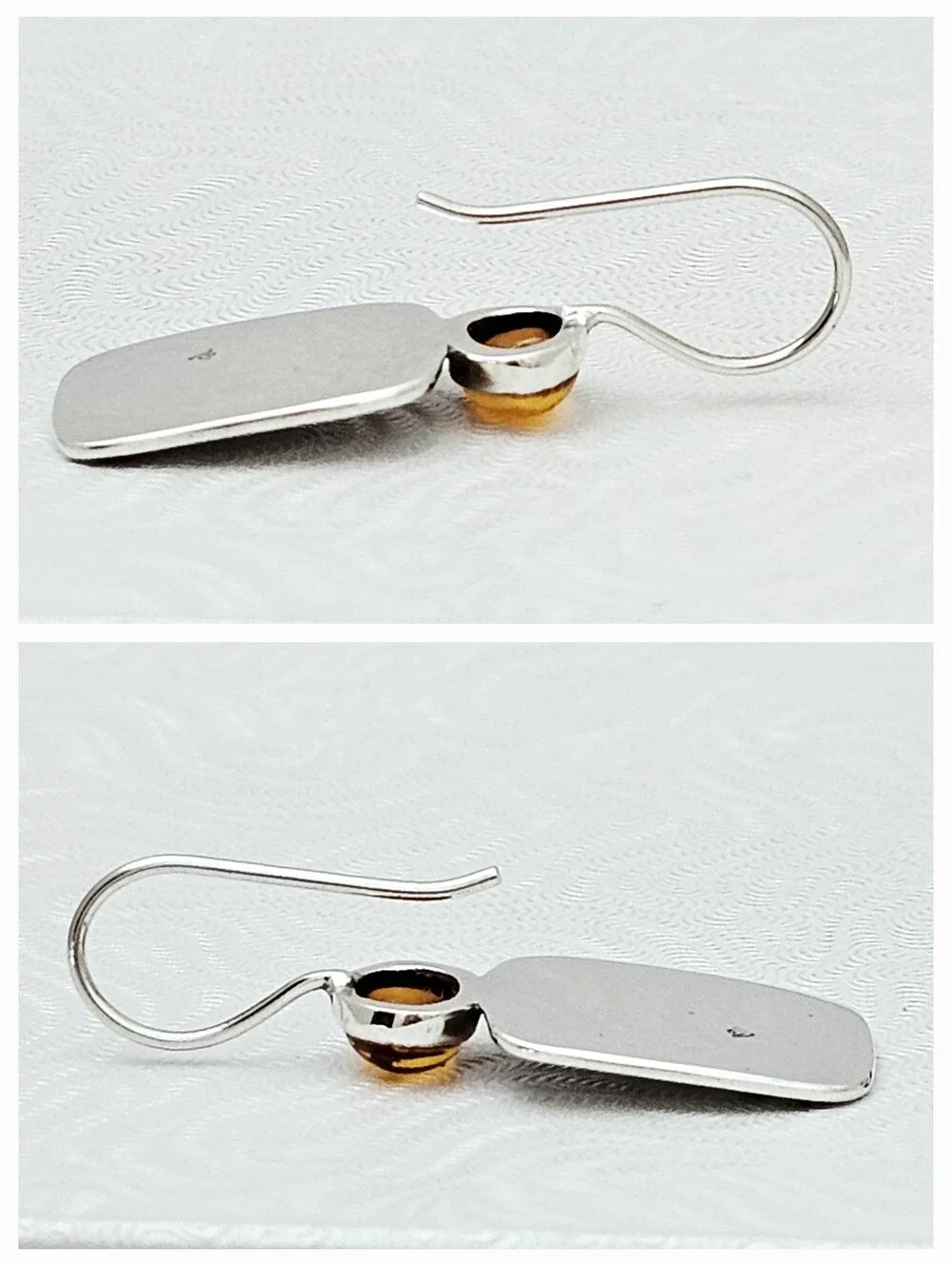 Silpada Rare Sterling Silver Amber Cabochon Rectangular Chevron Earrings W1451